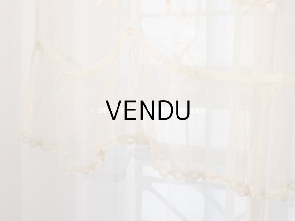 画像22: 【13周年セール対象外】未使用 アンティーク レースカーテン リボンのガーランド　アイボリー 横135cm×縦156cm (22)