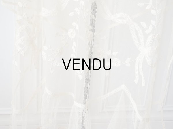 画像3: 【13周年セール対象外】未使用 アンティーク レースカーテン リボンのガーランド　アイボリー 横135cm×縦156cm (3)