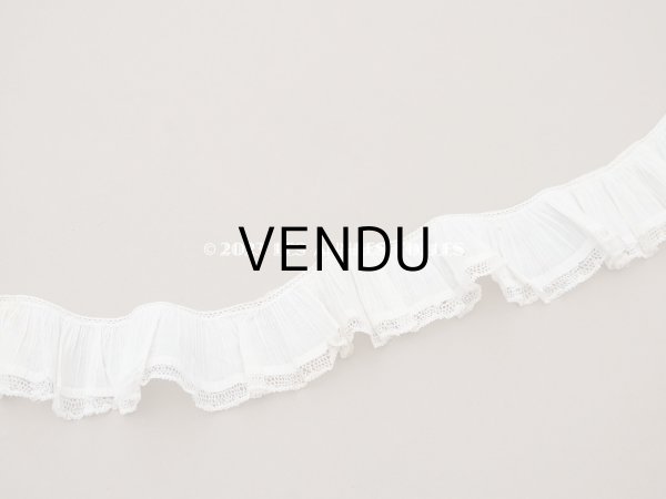 画像2: 【13周年セール対象外】アンティーク プリーツリボン レース付き  4.7cm幅  64cm       (2)