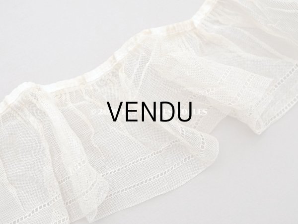 画像3: 【13周年セール対象外】アンティーク フリルレース　花模様  9.4cm幅  72cm  ライトベージュ  (3)