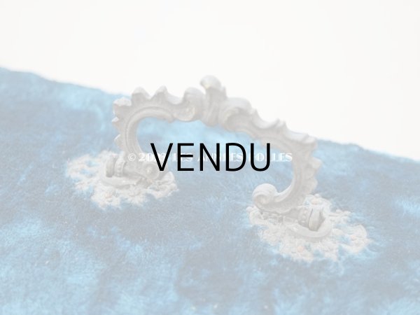 画像9: アンティーク ベルベットのグローブボックス ジュエリーケース スモーキーブルー　シルク製クッション (9)