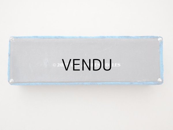 画像7: アンティーク ベルベットのグローブボックス ジュエリーケース スモーキーブルー　シルク製クッション (7)