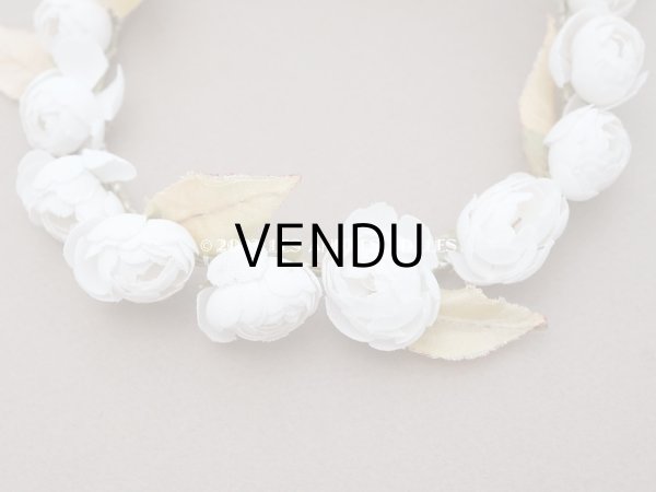 画像4: 1930年代 アンティーク  小さなティアラ ヴェールガールの薔薇のヘッドリース ホワイト  (4)