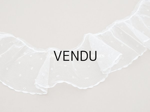 画像2: アンティーク 幅広 フリルレース オフホワイト ドット刺繍入り チュールレース 2.5m 幅11.5cm  (2)
