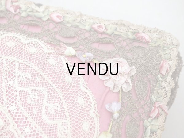 画像7: アンティーク シルク製 ロココモチーフ＆レース&ロココトリム カルトナージュボックス  (7)