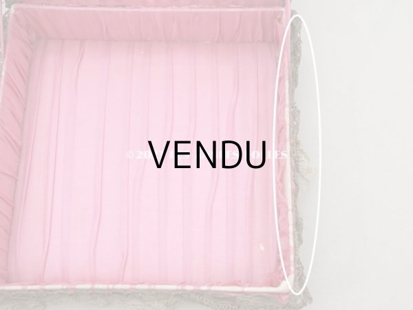 画像14: アンティーク シルク製 ロココモチーフ＆レース&ロココトリム カルトナージュボックス  (14)