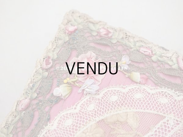 画像5: アンティーク シルク製 ロココモチーフ＆レース&ロココトリム カルトナージュボックス  (5)