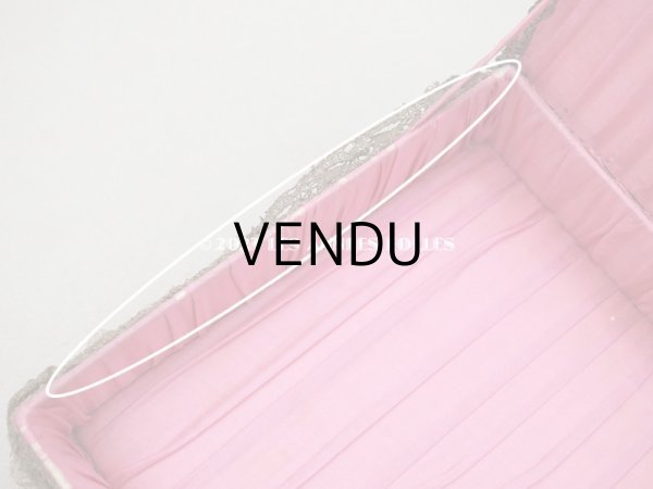 画像15: アンティーク シルク製 ロココモチーフ＆レース&ロココトリム カルトナージュボックス  (15)