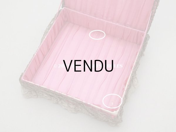 画像10: アンティーク シルク製 ロココモチーフ＆レース&ロココトリム カルトナージュボックス  (10)