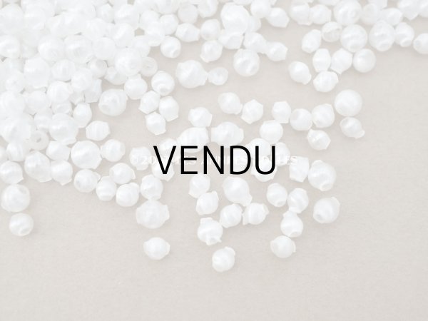 画像3: アンティーク スフレビーズ ライン入り パールホワイト 3.5×4.5mm&5✗5.5mm 吹きガラス製ビーズ 約31g (3)