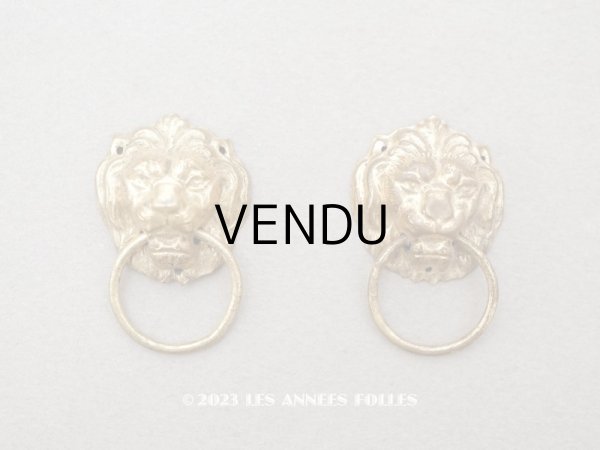 画像1: 19世紀末 アンティーク 引き出し用ハンドル ライオン　2点セット (M） (1)