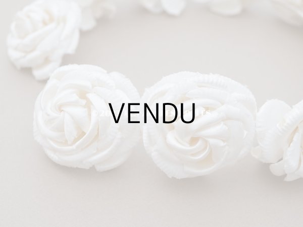 画像5: アンティーク シルクサテン 薔薇の布花のティアラ 花冠 オフホワイト (5)