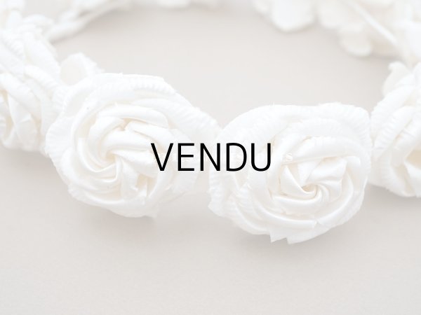 画像6: アンティーク シルクサテン 薔薇の布花のティアラ 花冠 オフホワイト (6)