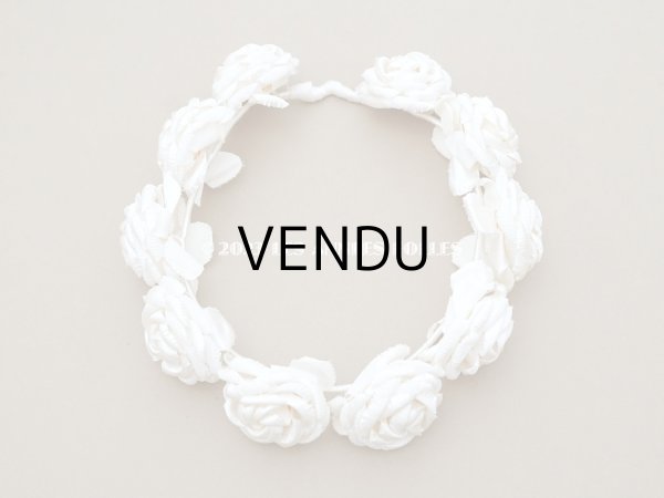 画像3: アンティーク シルクサテン 薔薇の布花のティアラ 花冠 オフホワイト (3)