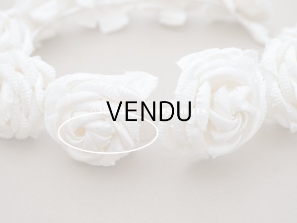 画像8: アンティーク シルクサテン 薔薇の布花のティアラ 花冠 オフホワイト (8)