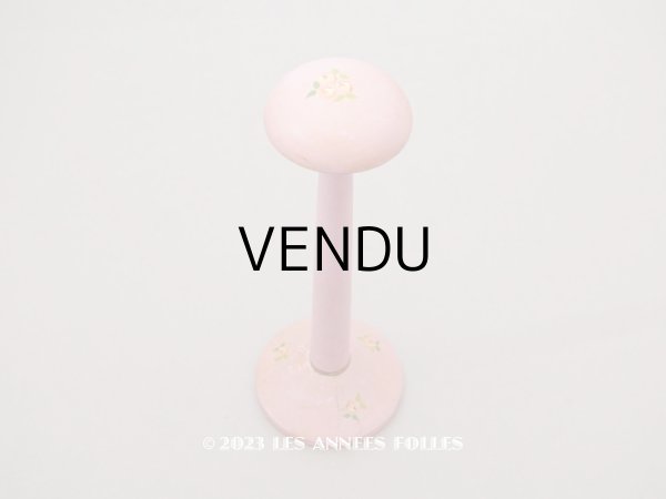 画像1: アンティーク ハットスタンド 薔薇のハンドペイント　ピンク (1)