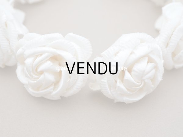 画像7: アンティーク シルクサテン 薔薇の布花のティアラ 花冠 オフホワイト (7)