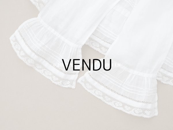 画像14: 1900年頃 アンティーク ベビー用ドレス ドール用ドレス　オフホワイト リノン＆ヴァランシエンヌレース (14)