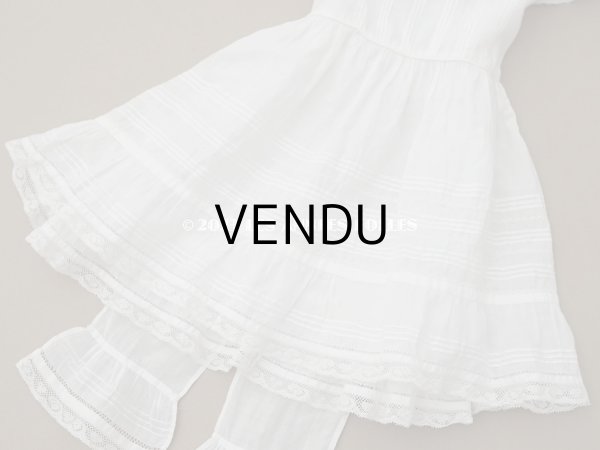 画像9: 1900年頃 アンティーク ベビー用ドレス ドール用ドレス　オフホワイト リノン＆ヴァランシエンヌレース (9)