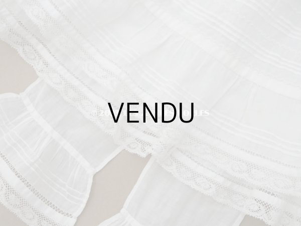 画像10: 1900年頃 アンティーク ベビー用ドレス ドール用ドレス　オフホワイト リノン＆ヴァランシエンヌレース (10)