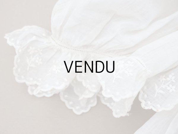 画像7: 1900年頃 アンティーク　小さな女の子のドレス ピーチピンクのリボン＆手刺繍の花模様 (7)