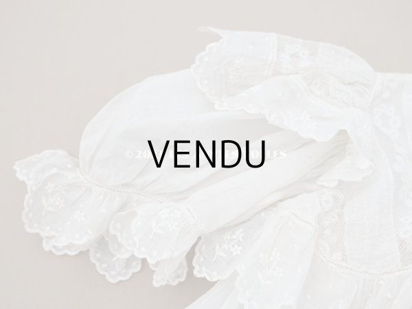 画像6: 1900年頃 アンティーク　小さな女の子のドレス ピーチピンクのリボン＆手刺繍の花模様 (6)