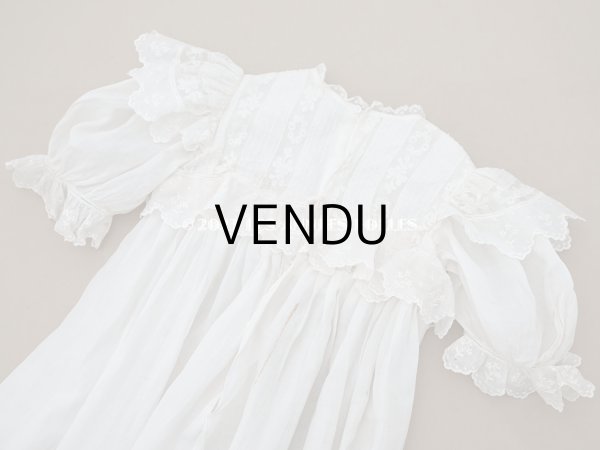 画像12: 1900年頃 アンティーク　小さな女の子のドレス ピーチピンクのリボン＆手刺繍の花模様 (12)