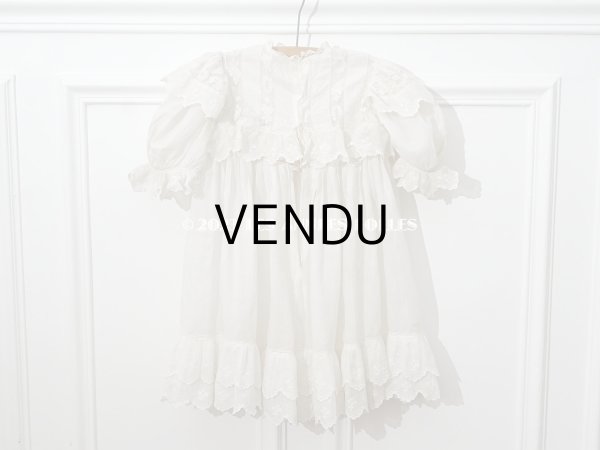 画像3: 1900年頃 アンティーク　小さな女の子のドレス ピーチピンクのリボン＆手刺繍の花模様 (3)