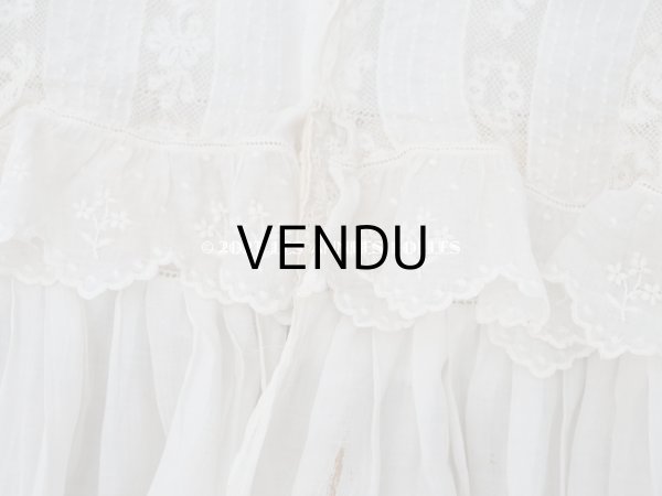 画像14: 1900年頃 アンティーク　小さな女の子のドレス ピーチピンクのリボン＆手刺繍の花模様 (14)