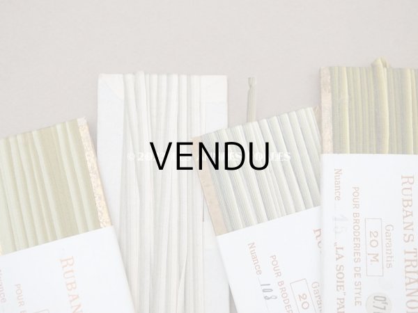 画像6: アンティーク  リボン刺繍 & ロココトリム用 シルク製 リボン 極細3mm幅 グリーン RUBANS TRIANON  (6)