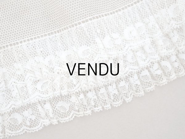 画像4: アンティーク タグ付き 3段　チュールレースのプリーツ リボン 1.53m 7.5cm幅 オフホワイト (4)