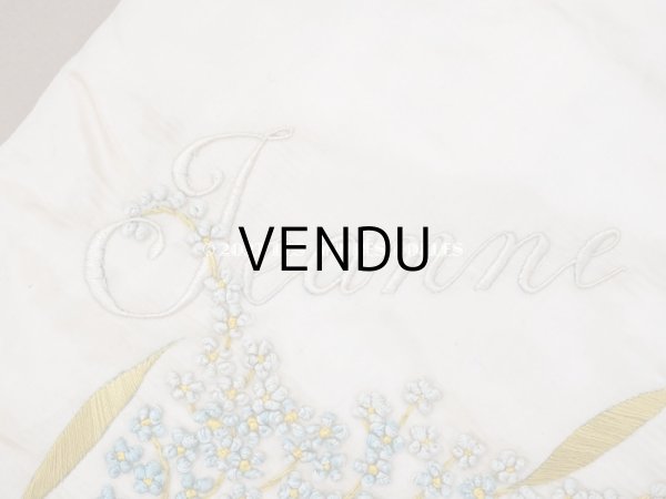 画像5: アンティーク シルク製 勿忘草のハンキーケース リボン付き ハンカチ用ポシェット JEANNE (5)