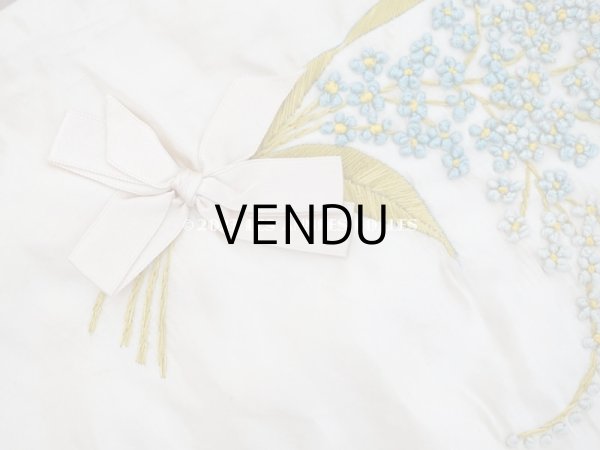 画像6: アンティーク シルク製 勿忘草のハンキーケース リボン付き ハンカチ用ポシェット JEANNE (6)