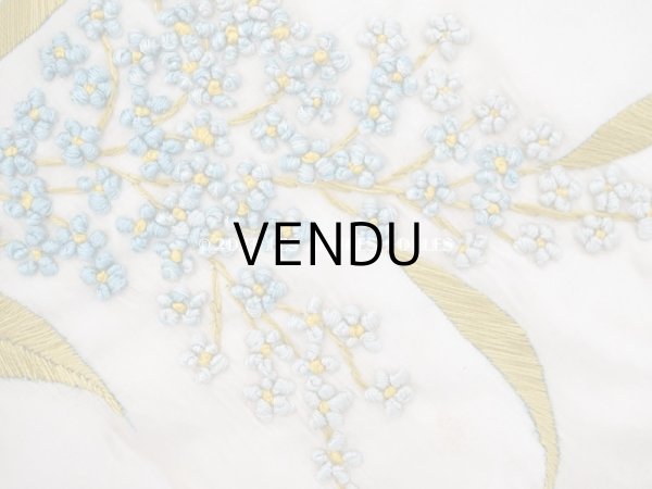 画像8: アンティーク シルク製 勿忘草のハンキーケース リボン付き ハンカチ用ポシェット JEANNE (8)