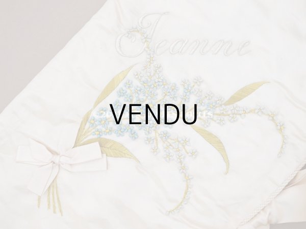 画像4: アンティーク シルク製 勿忘草のハンキーケース リボン付き ハンカチ用ポシェット JEANNE (4)