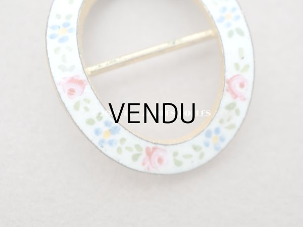 画像3: 19世紀末 アンティーク とても小さなバックル 薔薇のハンドペイント エナメル加工  (3)