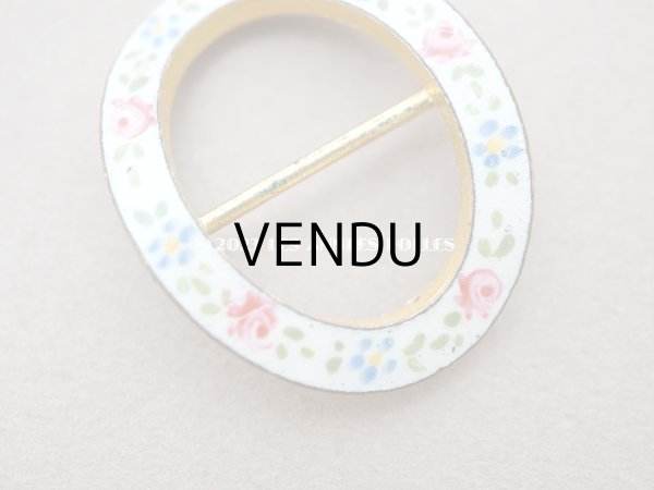 画像4: 19世紀末 アンティーク とても小さなバックル 薔薇のハンドペイント エナメル加工  (4)
