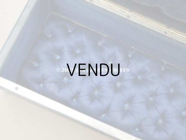 画像13: 1830〜1840年頃　アンティーク 本革製 イニシャル入り　グローブボックス ナイトブルーのシルククッション　- Alphonse Giroux Paris - (13)