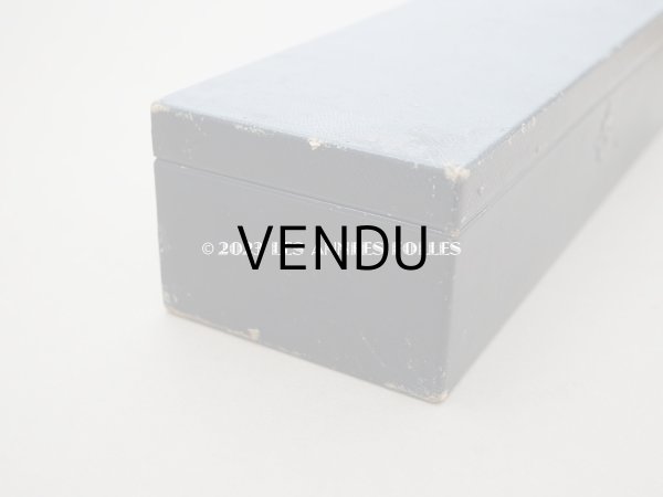 画像7: 1830〜1840年頃　アンティーク 本革製 イニシャル入り　グローブボックス ナイトブルーのシルククッション　- Alphonse Giroux Paris - (7)