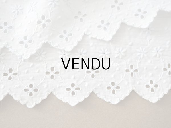 画像3: アンティーク 幅広　パウダーブルーの花刺繍入り　カットワークレース　幅12.2cm (3)