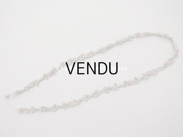 画像7: アンティーク シルク製 薔薇のロココトリム オールドローズ色 ロココリボン  (7)