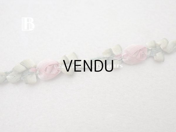 画像5: アンティーク シルク製 薔薇のロココトリム オールドローズ色 ロココリボン  (5)