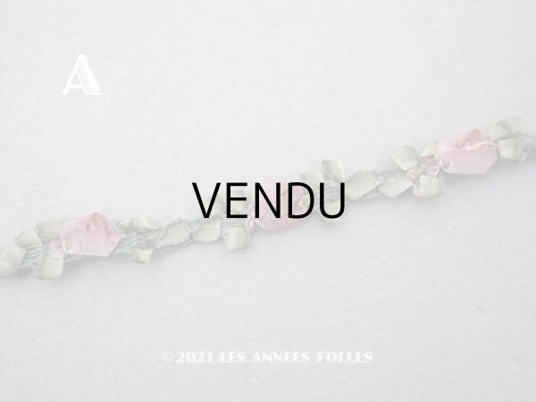 画像2: アンティーク シルク製 薔薇のロココトリム オールドローズ色 ロココリボン  (2)
