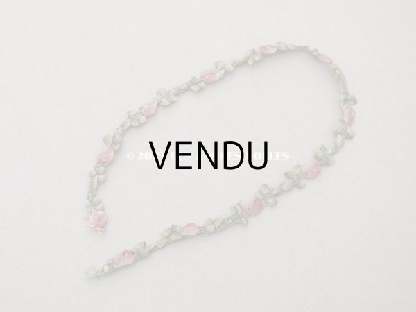 画像4: アンティーク シルク製 薔薇のロココトリム オールドローズ色 ロココリボン  (4)