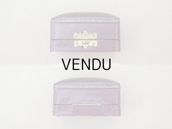 画像7: 19世紀末 アンティーク 本革製 ジュエリーボックス ピアス用 ボルドー  (7)