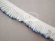 画像5: アンティーク シルク製　プリーツリボン ブルー＆イエローのライン入り 2cm幅  (5)