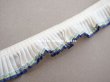 画像10: アンティーク シルク製　プリーツリボン ブルー＆イエローのライン入り 2cm幅  (10)