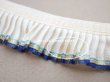 画像8: アンティーク シルク製　プリーツリボン ブルー＆イエローのライン入り 2cm幅  (8)