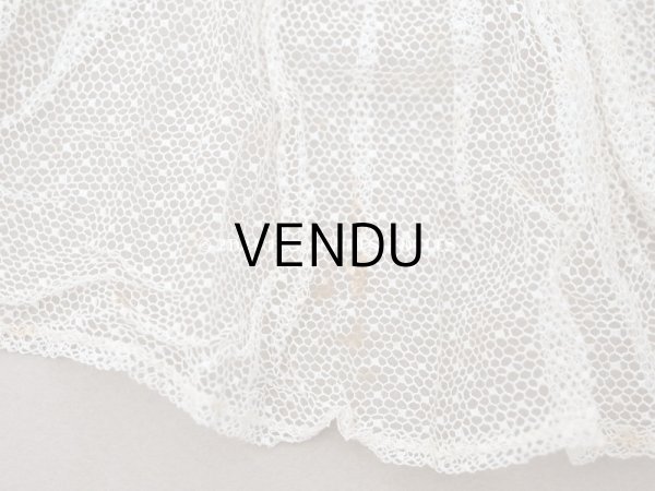 画像6: アンティーク 幅広 ドットのフリルレース エクリュ 16cm幅 39cm チュールレース (6)