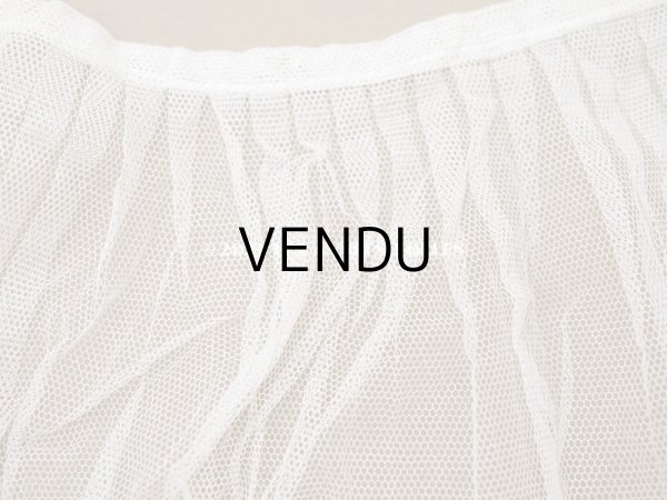 画像4: アンティーク 幅広 プリーツレース オフホワイト 23cm幅 76cm チュールレース (4)